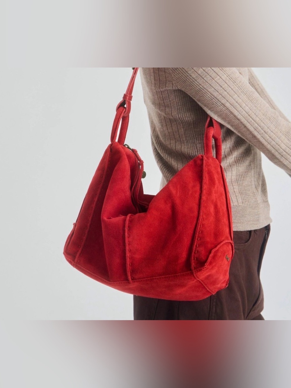 The Sak Los Feliz Hobo - Leather - Scarlet Suede red nwt boho - Picture 3 of 9
